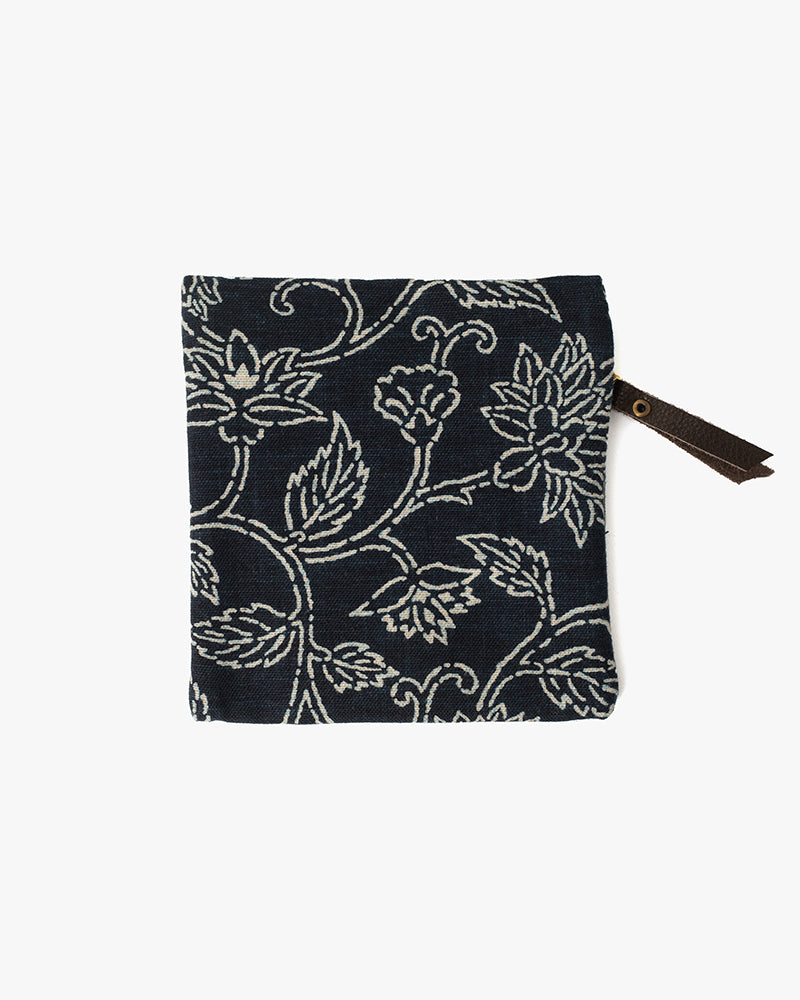 Kiriko Original Flat Zipper Pouch, Small, Indigo Katazome