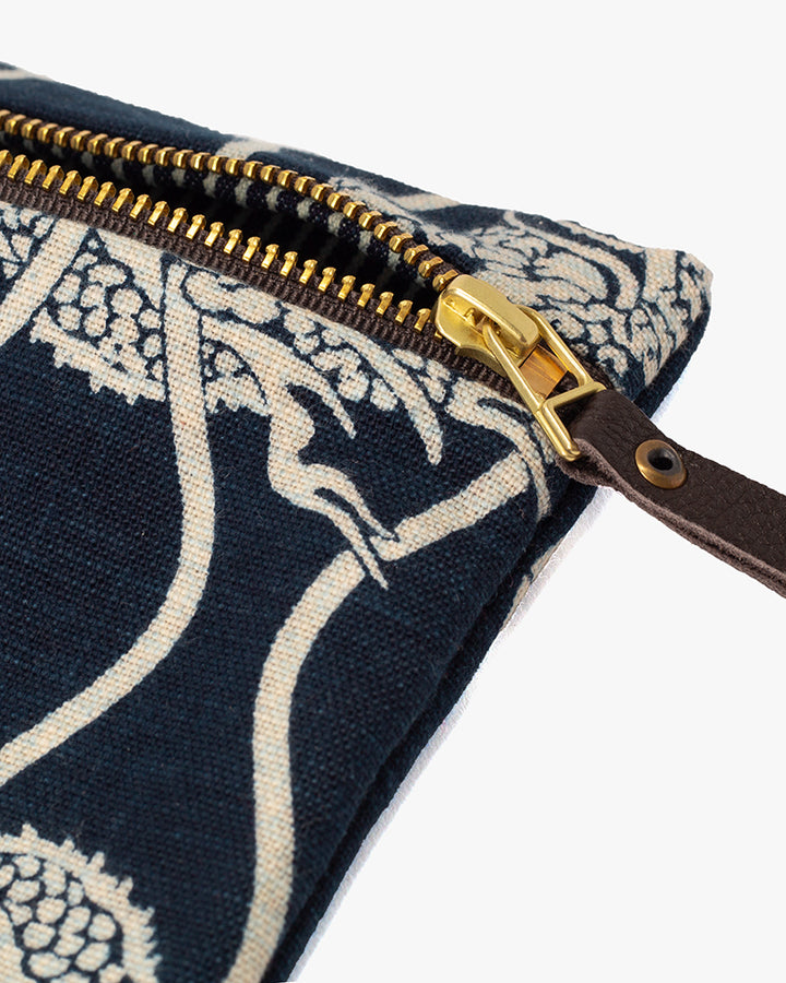 Kiriko Original Flat Zipper Pouch, Small, Indigo Tachiwaku Dragon