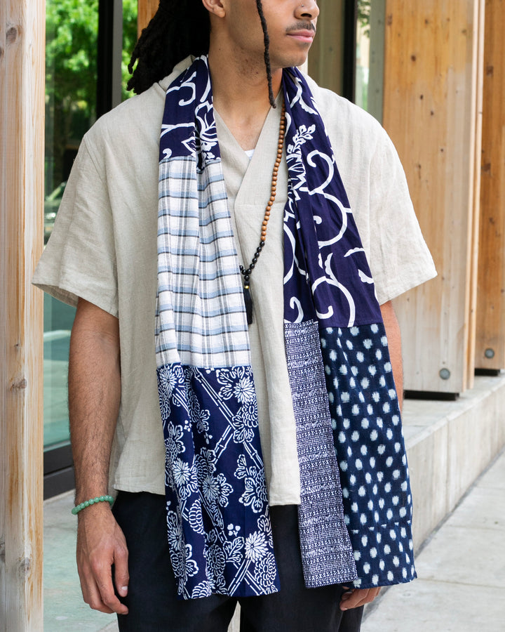 Kiriko Original Scarf, Patched Boro, Indigo, 27