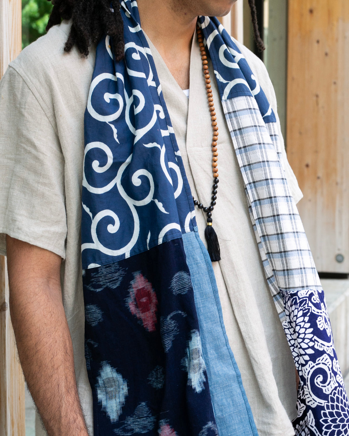 Kiriko Original Scarf, Patched Kasuri, Indigo, 28