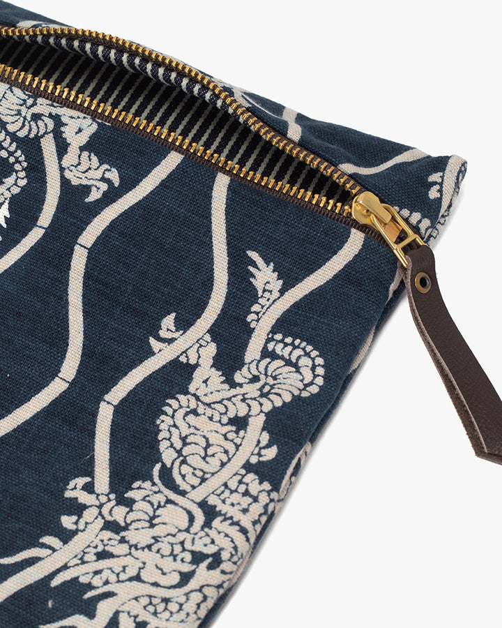 Kiriko Original Flat Medium Zipper Pouch, Indigo Tachiwaku Dragon