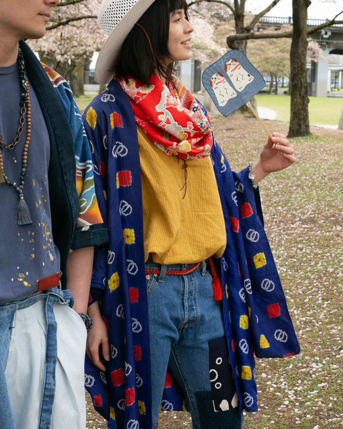 Vintage Haori Jacket, Geometric Multicolor