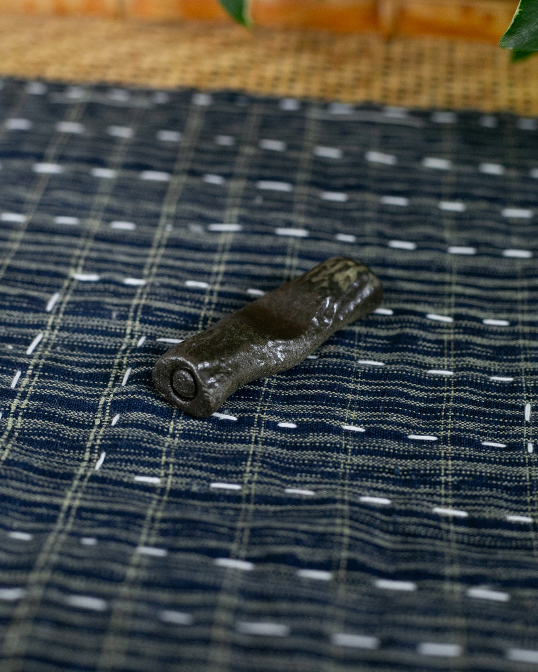 Mashiko-Yaki Chopstick Rest, Brown and Slate Grey