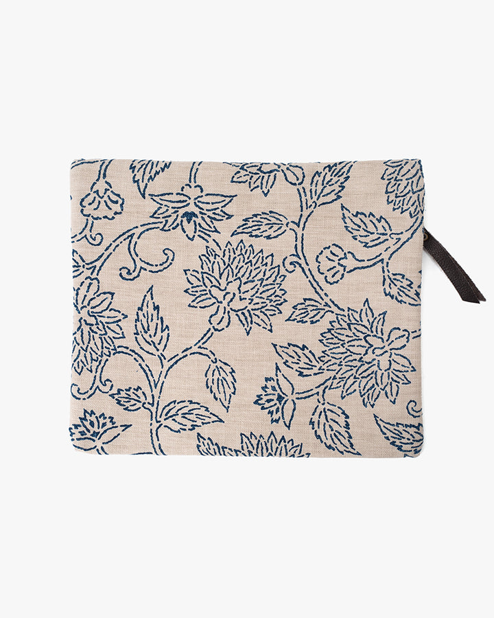 Kiriko Original Flat Medium Zipper Pouch, Cream Katazome