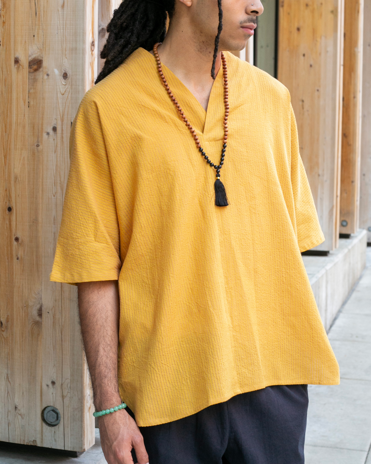 Kiriko x ToK, V-Neck Tunic, Sunflower Chijimi
