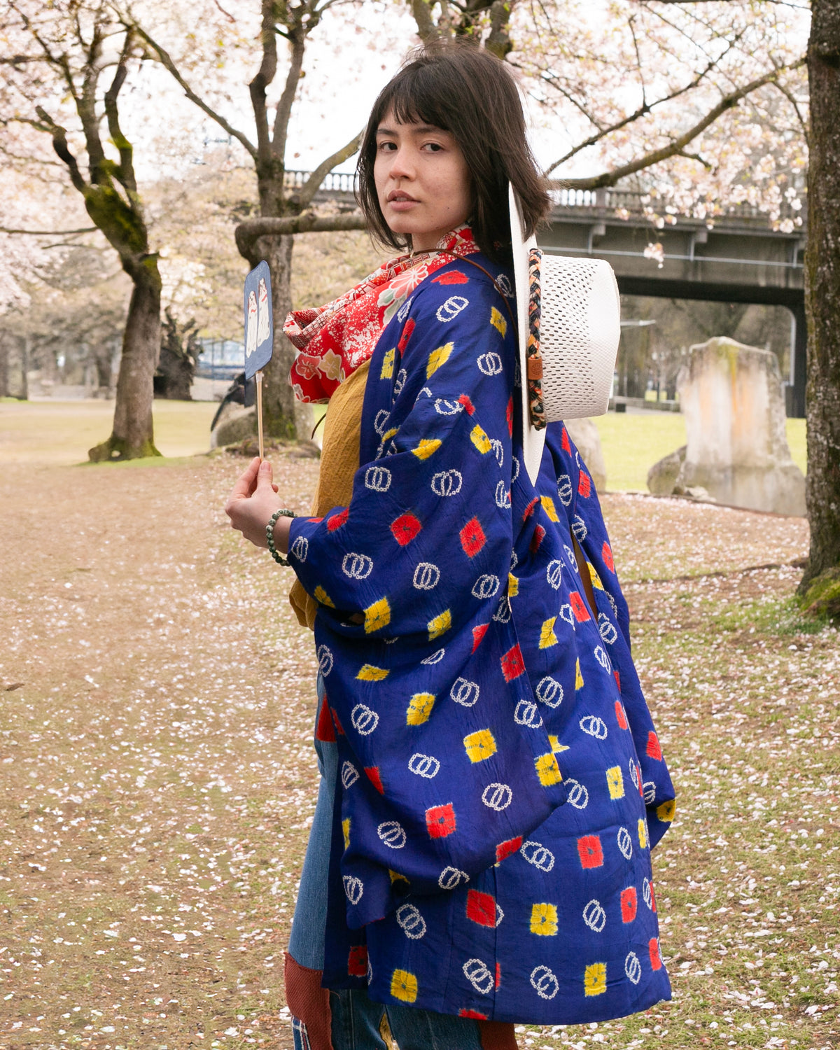 Vintage Haori Jacket, Geometric Multicolor