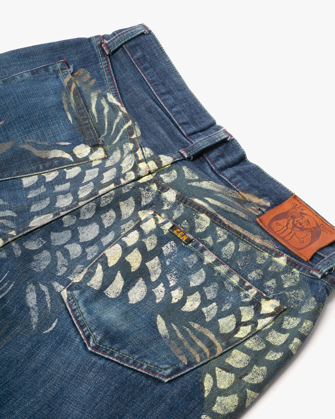 Japanese Repro Denim Jeans, Zen Denim, Painted Koi - 34