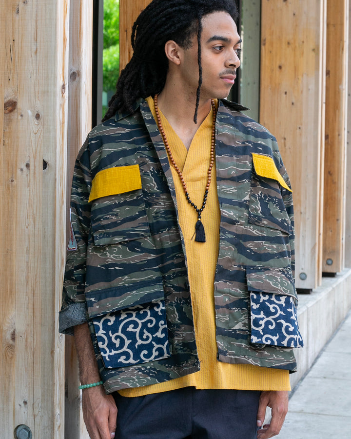 Kiriko Custom Military Camo Jacket, Koi / Dragon Jacket with Patches