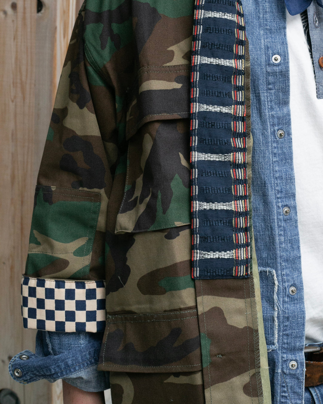Kiriko Custom Military Jacket, Camo Patched, Kiku-Karakusa