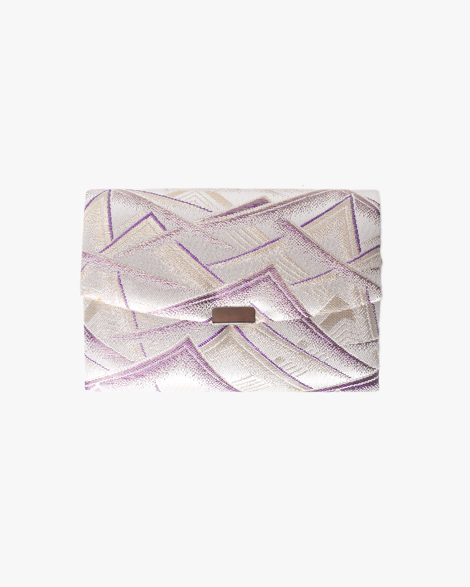 Vintage Purse, Clutch, Cream with Gold and Purple Mountains