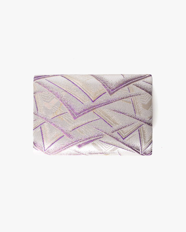 Vintage Purse, Clutch, Cream with Gold and Purple Mountains