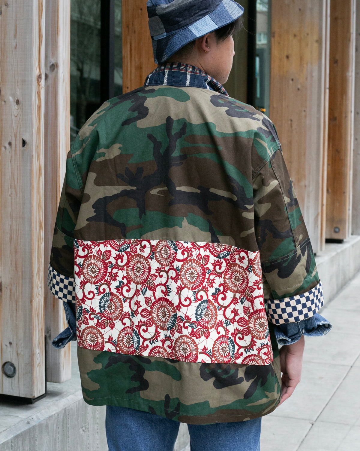 Kiriko Custom Military Jacket, Camo Patched, Kiku-Karakusa