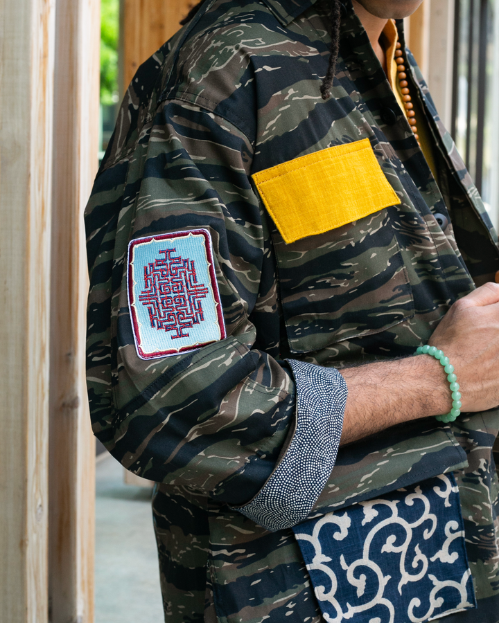 Kiriko Custom Military Camo Jacket, Koi / Dragon Jacket with Patches