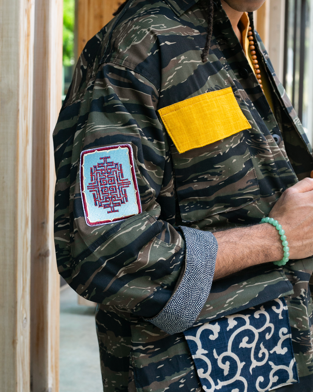 Kiriko Custom Military Camo Jacket, Koi / Dragon Jacket with Patches