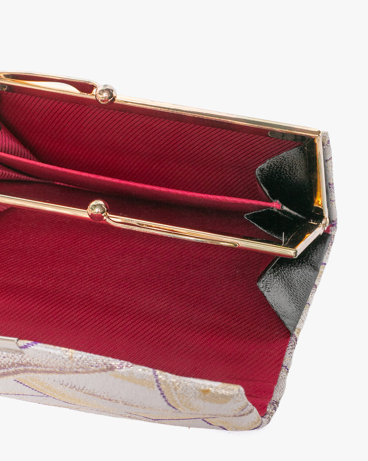 Vintage Purse, Clutch, Cream with Gold and Purple Mountains