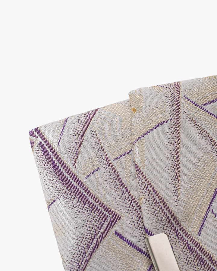 Vintage Purse, Clutch, Cream with Gold and Purple Mountains
