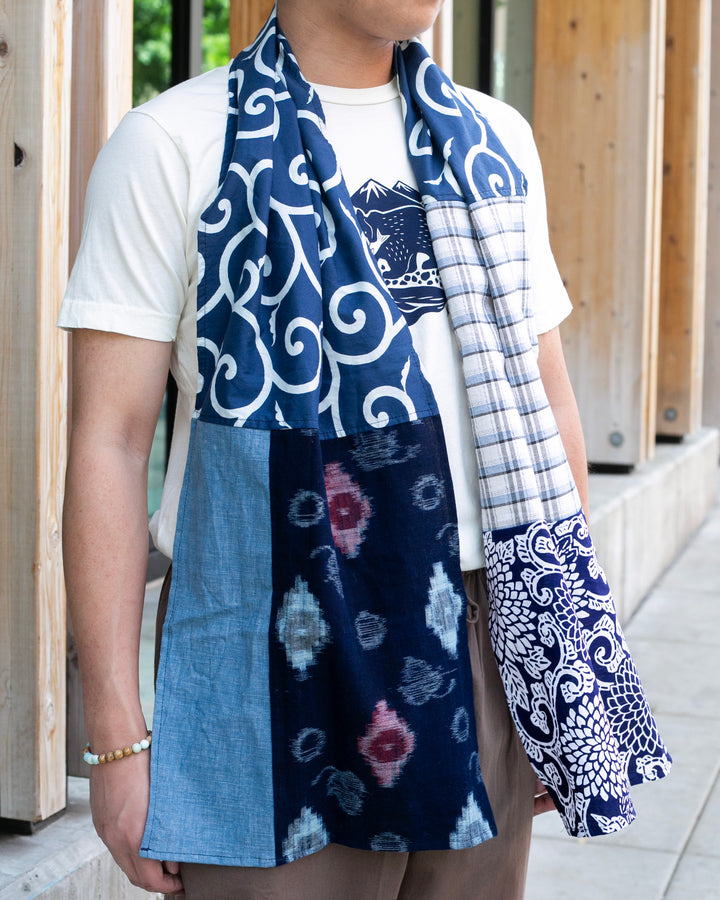 Kiriko Original Scarf, Patched Kasuri, Indigo, 26