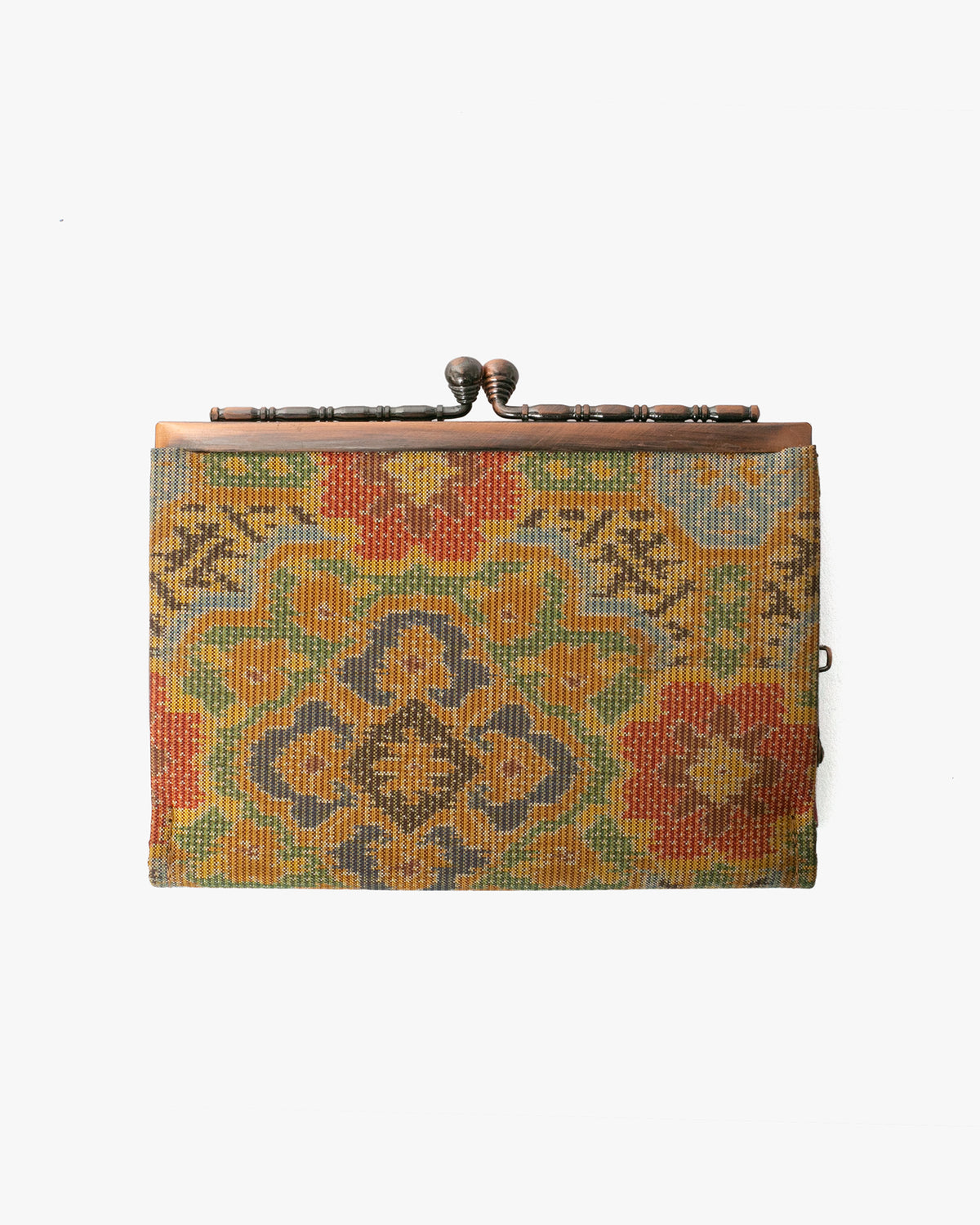 Vintage Purse, Clutch, Gold with Multicolored Flowers