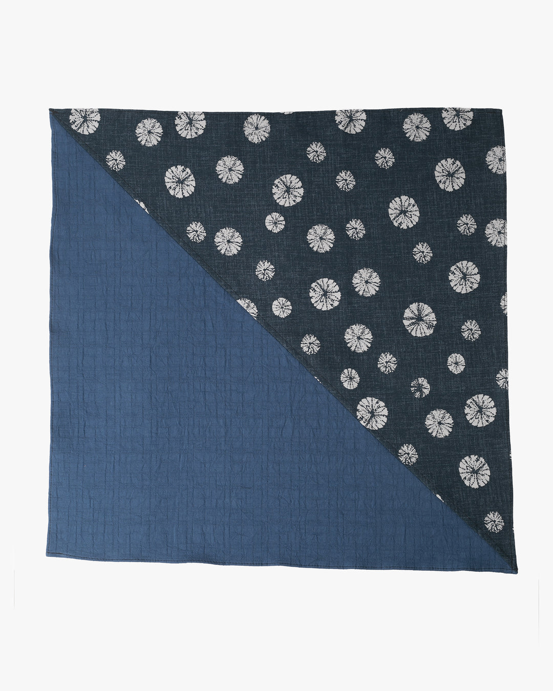 Kiriko Original Bandana, Split, Indigo with Kumo Shibori and Blue Crinkled Slub