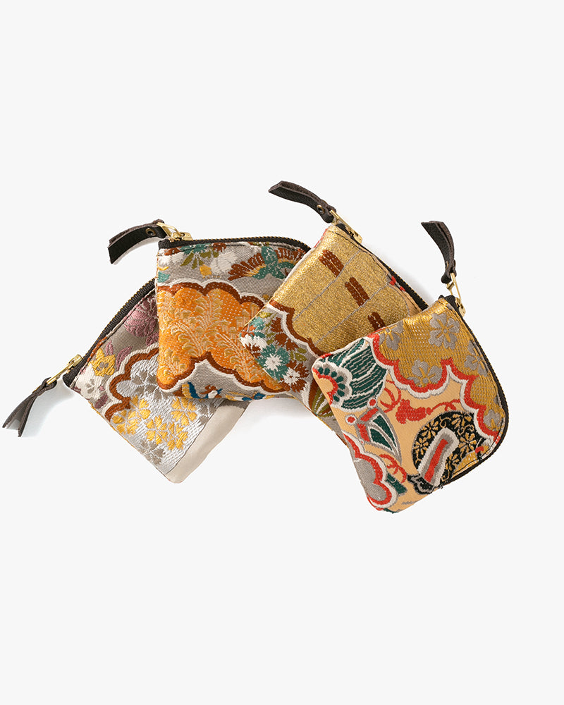Kiriko Original Obi Zipper Wallet, Gray with Gold and Multicolor Accents