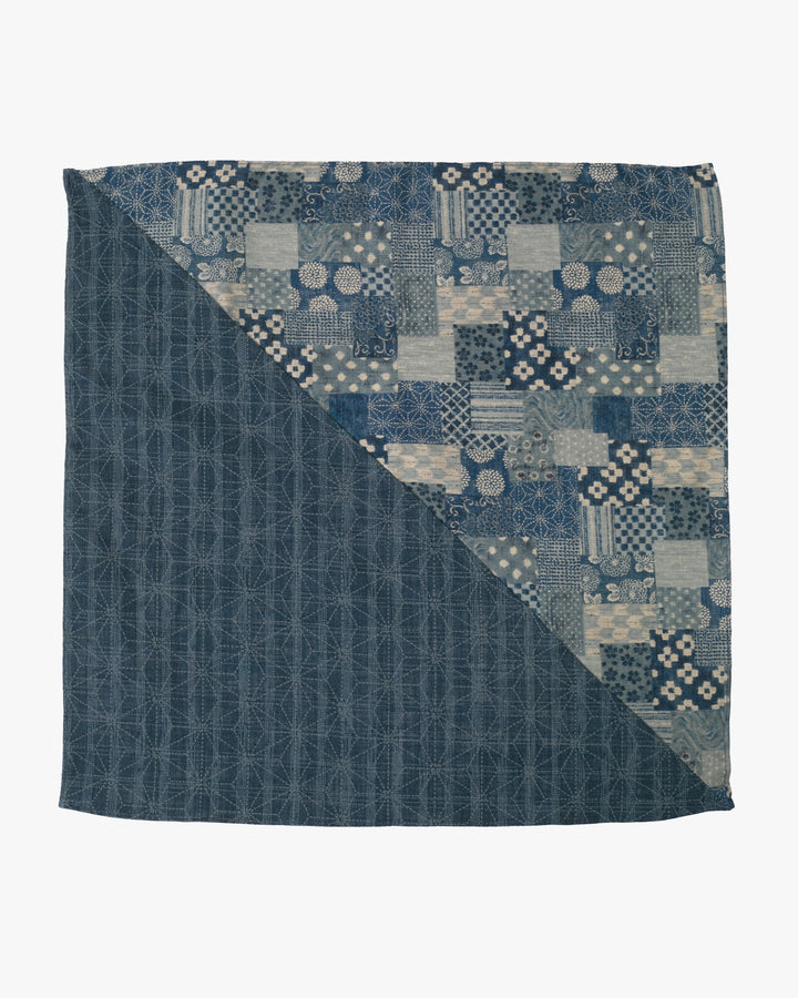 Kiriko Original Bandana, Split, Dotted Asanoha and Washed Light Blue Patchwork Style