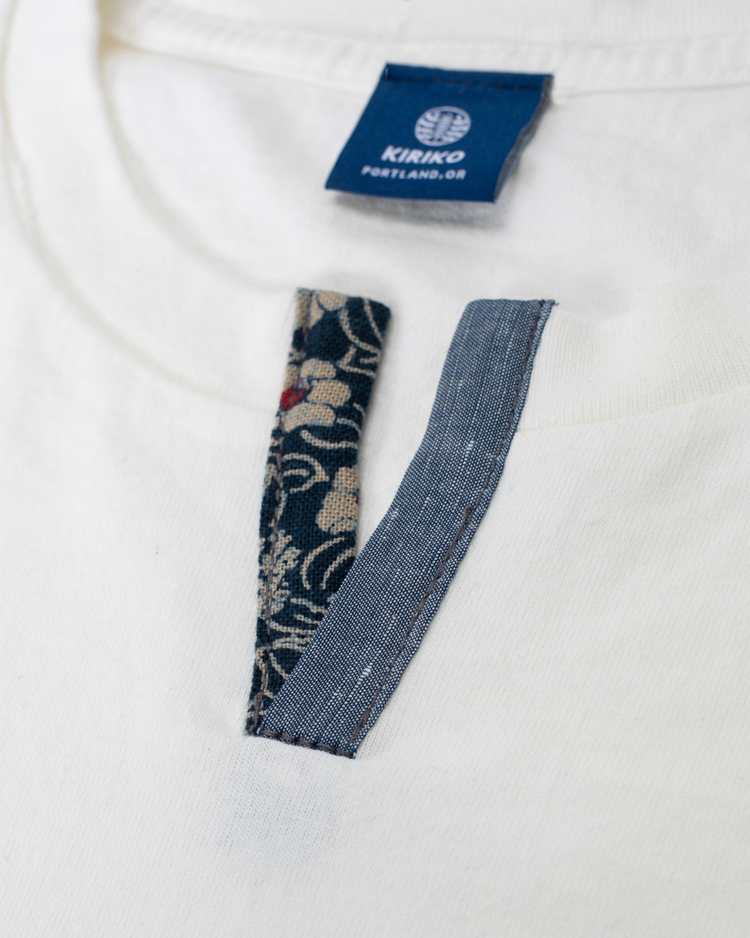 Kiriko Original Tee, 8 oz Cotton, White V-Henley