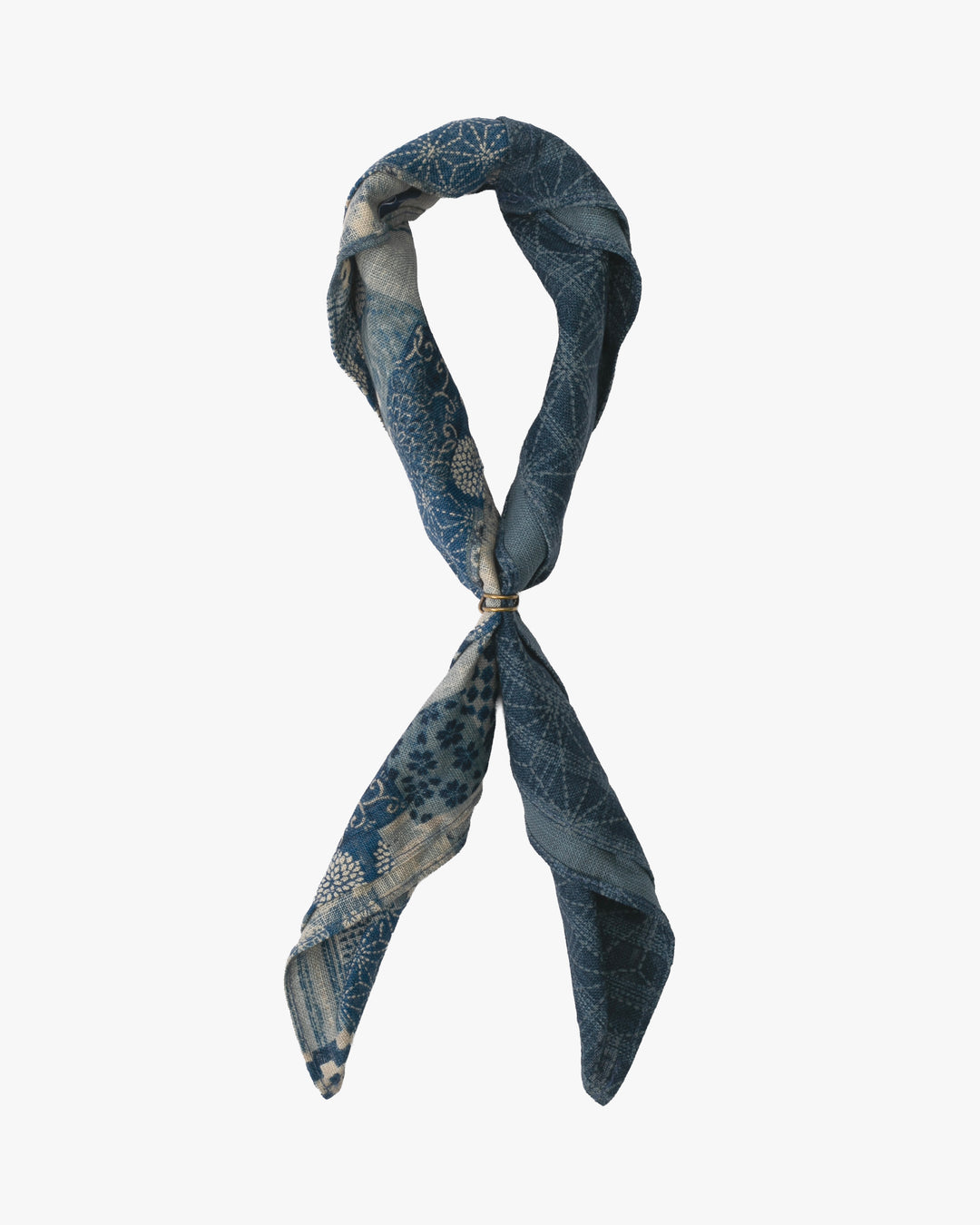 Kiriko Original Bandana, Split, Dotted Asanoha and Washed Light Blue Patchwork Style
