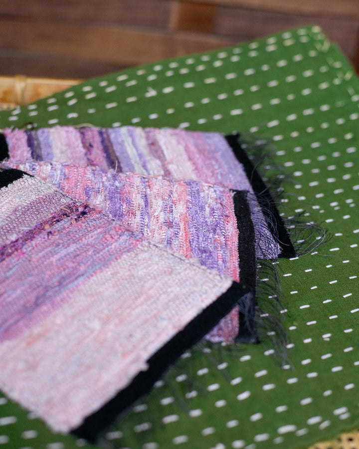 Sakiori Coaster, Nitta Textile Arts Inc., Hand Woven, Rose