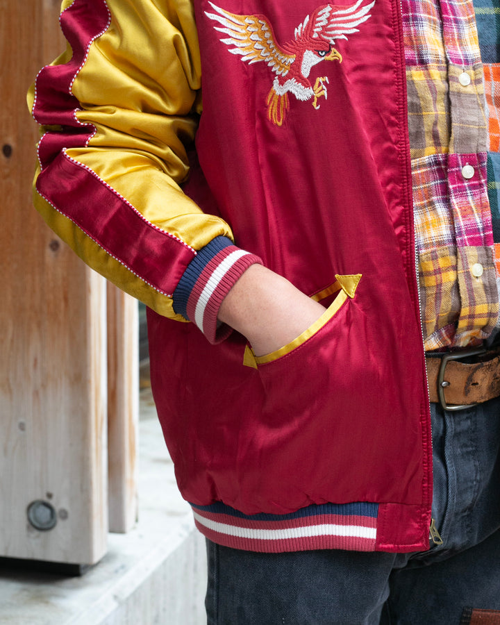 Japanese Repro Souvenir Jacket, Red and Yellow Map of Japan - 2XL