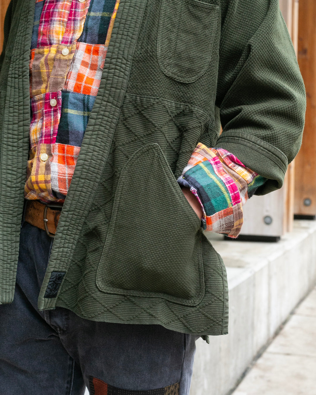 Kiriko Custom Dyed Kendogi Jacket with Pockets, Aimirucha, Style A