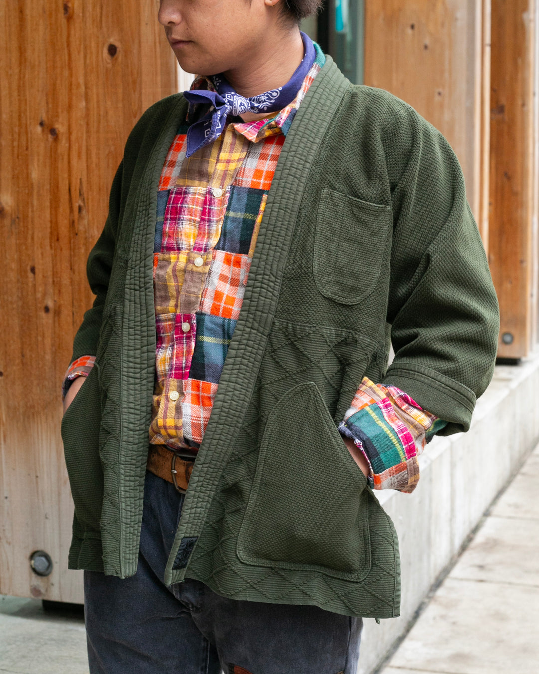 Kiriko Custom Dyed Kendogi Jacket with Pockets, Aimirucha, Style A