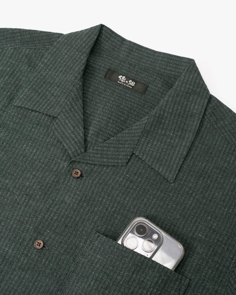 ToK Shirt, Short Sleeve Button-Up, Open Collar, Seagreen