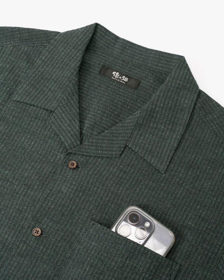ToK Shirt, Short Sleeve Button-Up, Open Collar, Seagreen