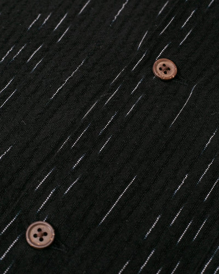 ToK Shirt, Short Sleeve Button-Up, Open Collar, Black Faded Shima