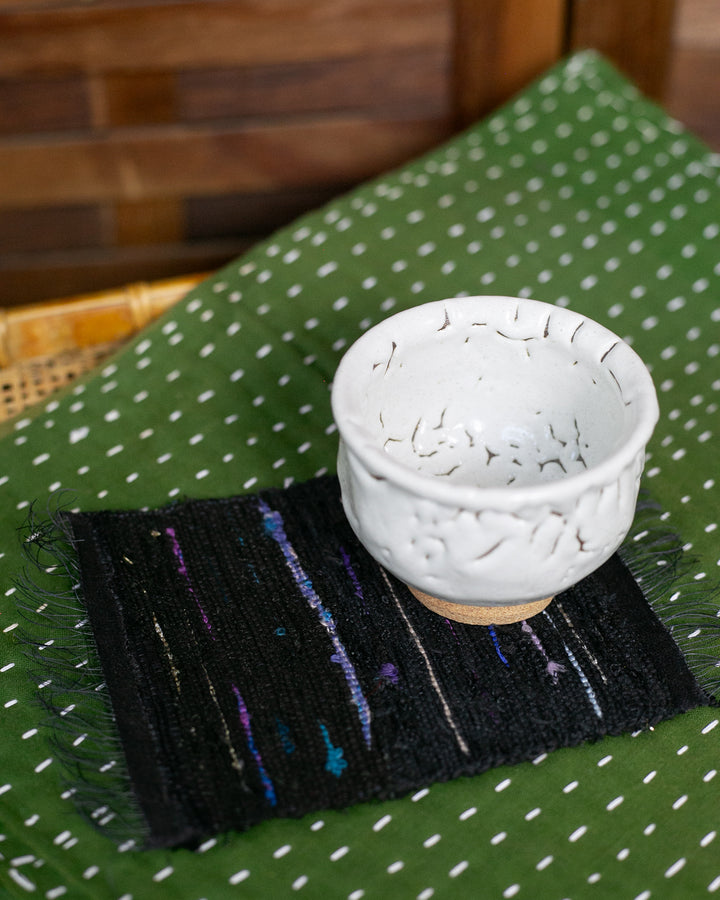 Sakiori Coaster, Nitta Textile Arts Inc., Hand Woven, Dark