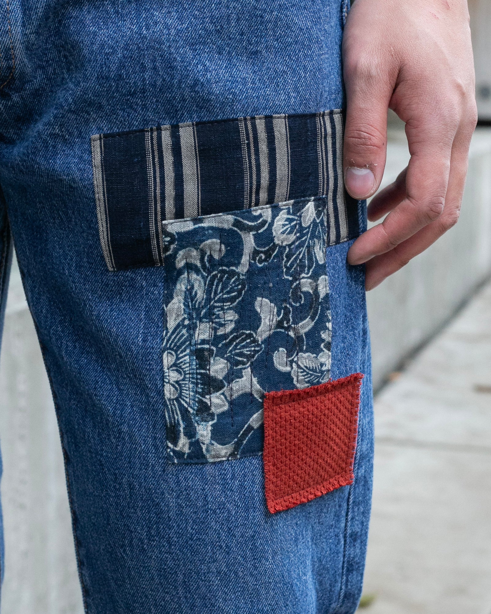 Kiriko Custom Patched Denim Jeans, Levi's Brand, 13