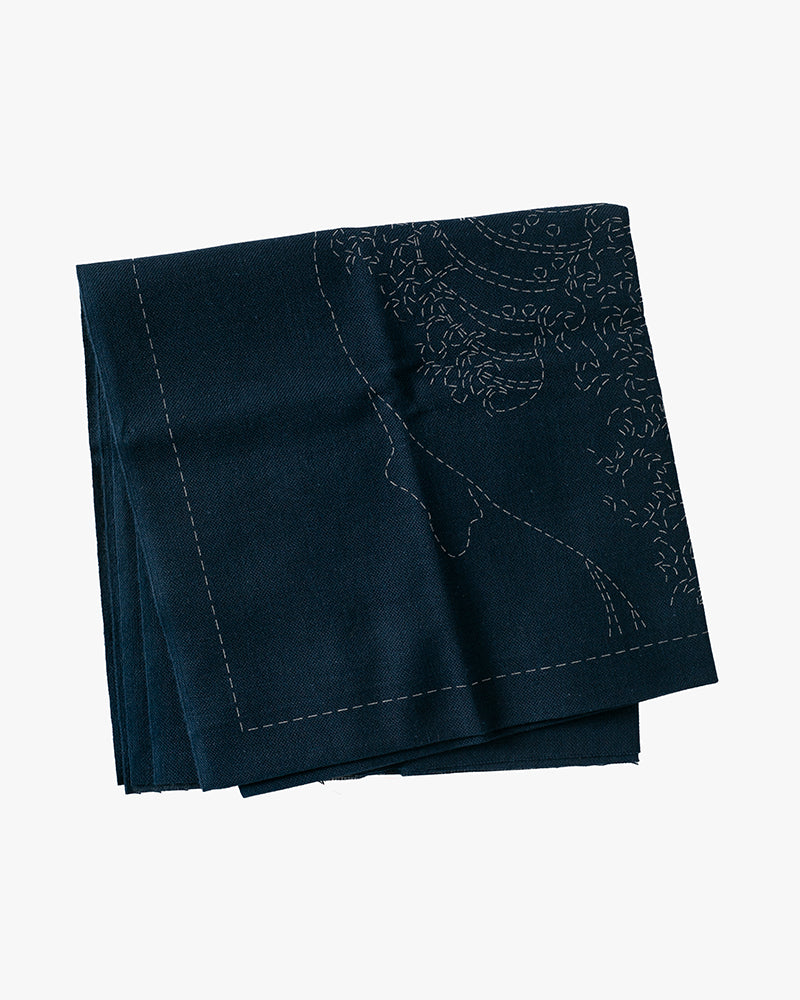 Hana-Fukin Sashiko Sampler, Hokusai "Thirty-six Views of Mount Fuji" The Great Wave off Kanagawa, Navy
