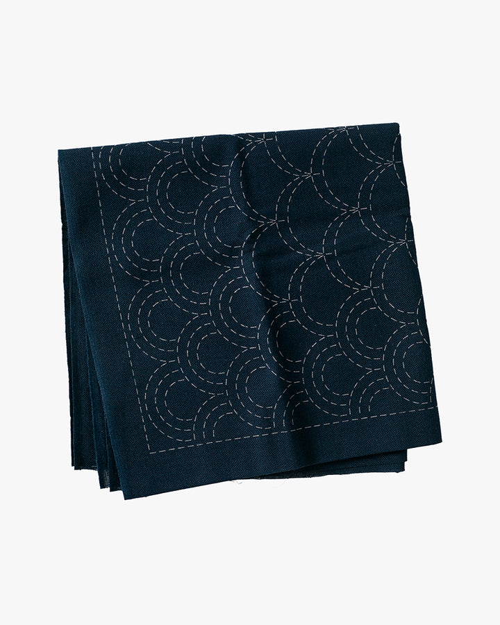 Hana-Fukin Sashiko Sampler, Nagomi Seigaiha, Navy