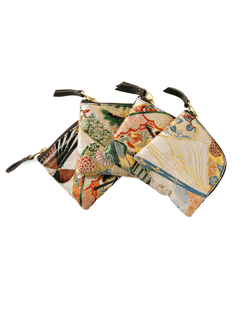 Kiriko Original Obi Zipper Wallet, White with Gold and Multicolor Accents
