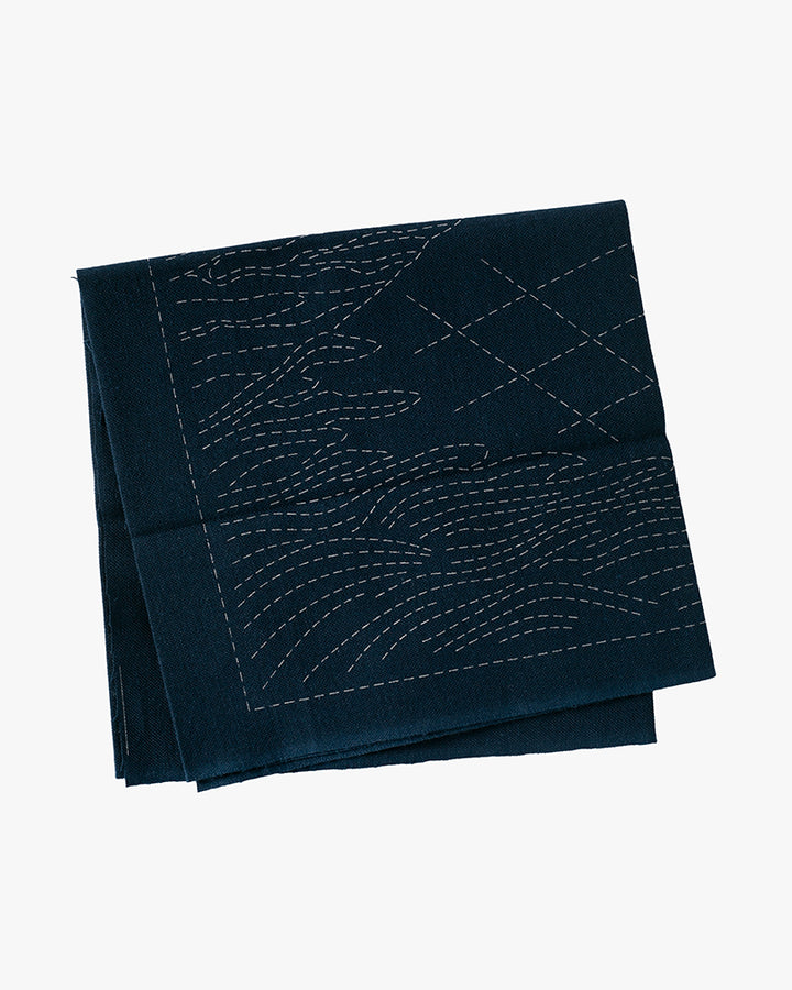 Hana-Fukin Sashiko Sampler, Hokusai "Thirty-six Views of Mount Fuji" Fine Breezy Day, Navy