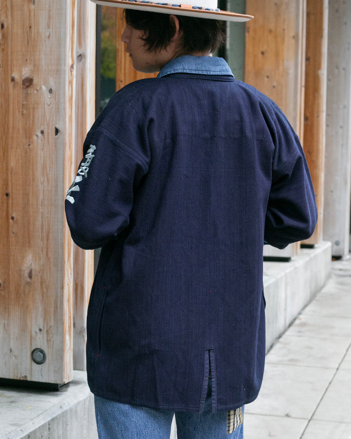 Kiriko Custom Kendo X Denim Mandarin Jacket, Dark Wash - L