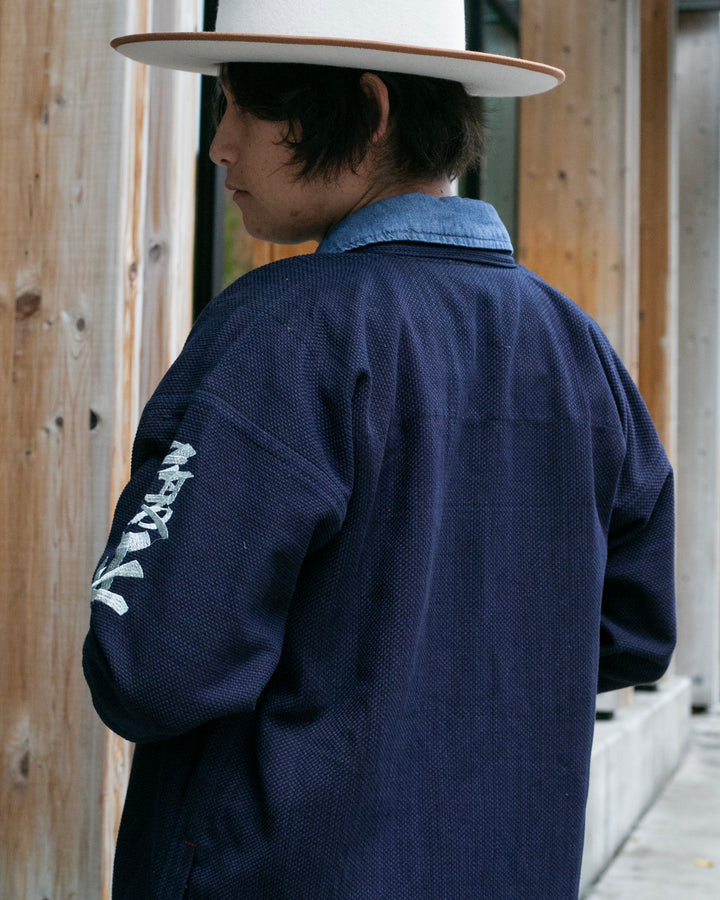 Kiriko Custom Kendo X Denim Mandarin Jacket, Dark Wash - L