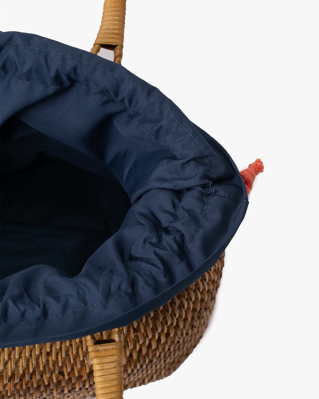 Kokoro Original, Bamboo Woven Bag with Blue Kinchaku Insert, Oval