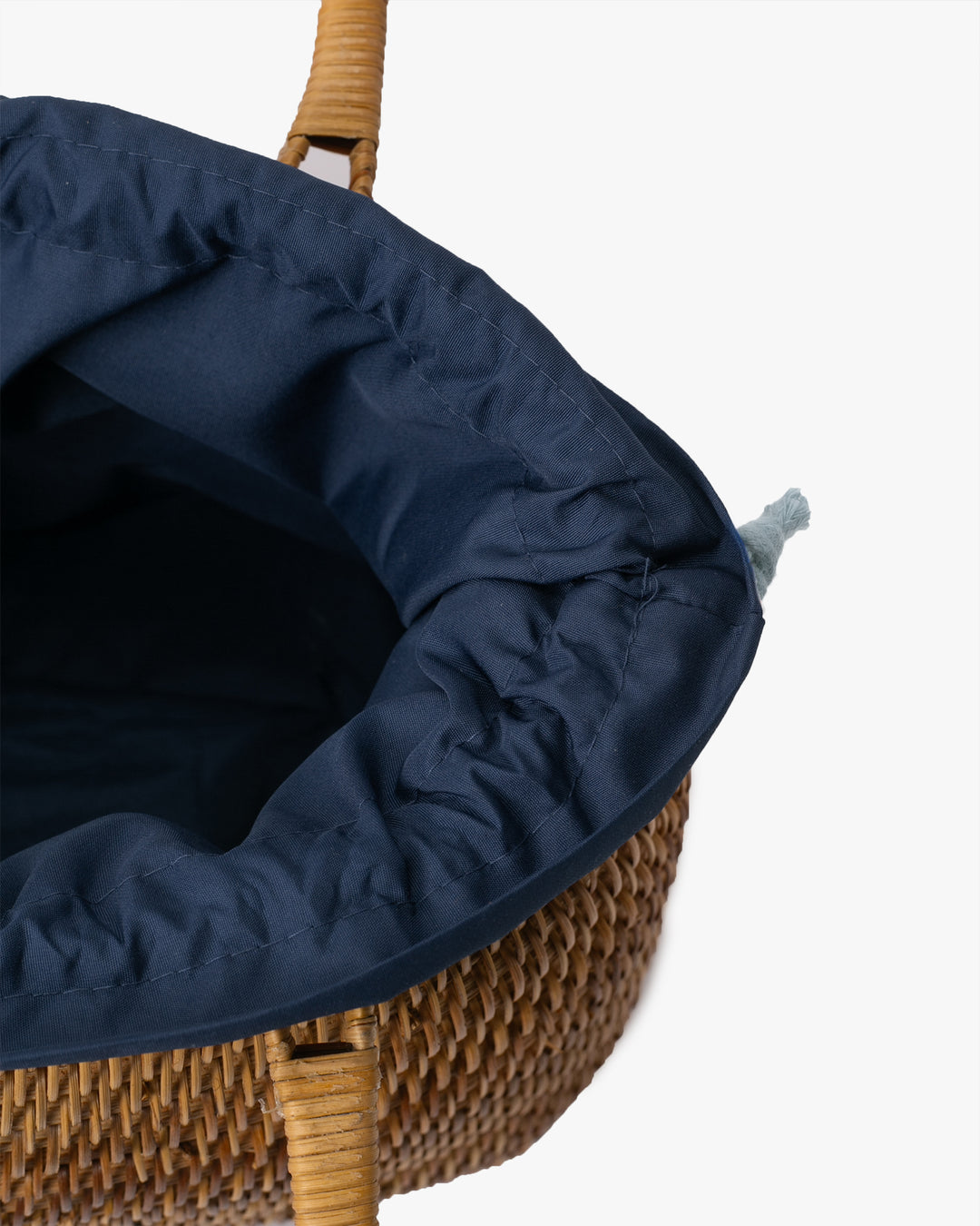 Kokoro Original, Bamboo Woven Bag with Blue Kinchaku Insert, Oval