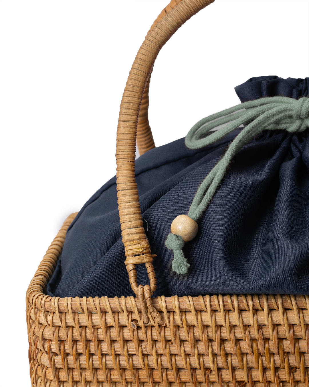 Kokoro Original, Bamboo Woven Bag with Blue Kinchaku Insert, Square