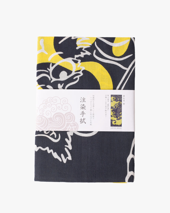 Tenugui, Chusen-Zome, Black and Yellow Kasane Tatsu