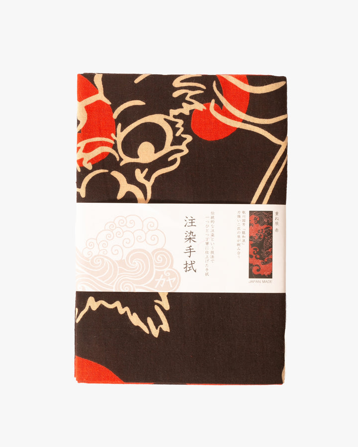 Tenugui, Chusen-Zome, Black and Red Kasane Tatsu