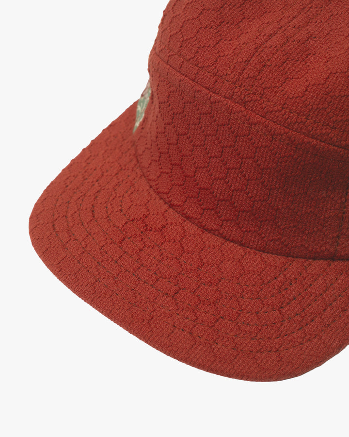 Kiriko Original Cap, 5-Panel, Kikkou Sashi-Ori &amp; Maru-Obi, Rust with Chrysanthemum