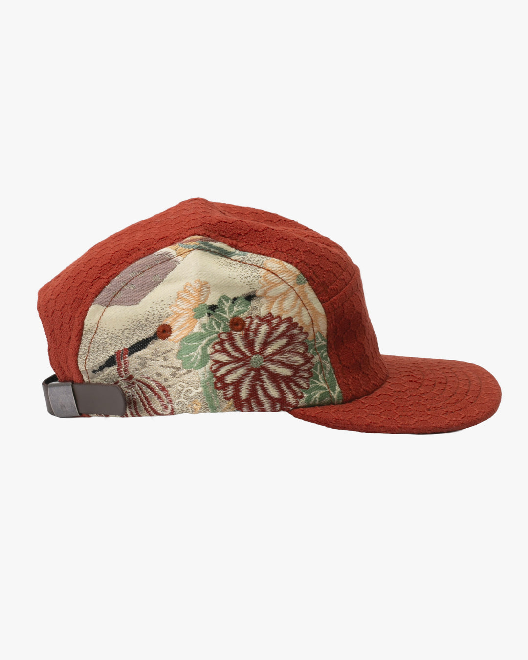 Kiriko Original Cap, 5-Panel, Kikkou Sashi-Ori &amp; Maru-Obi, Rust with Chrysanthemum