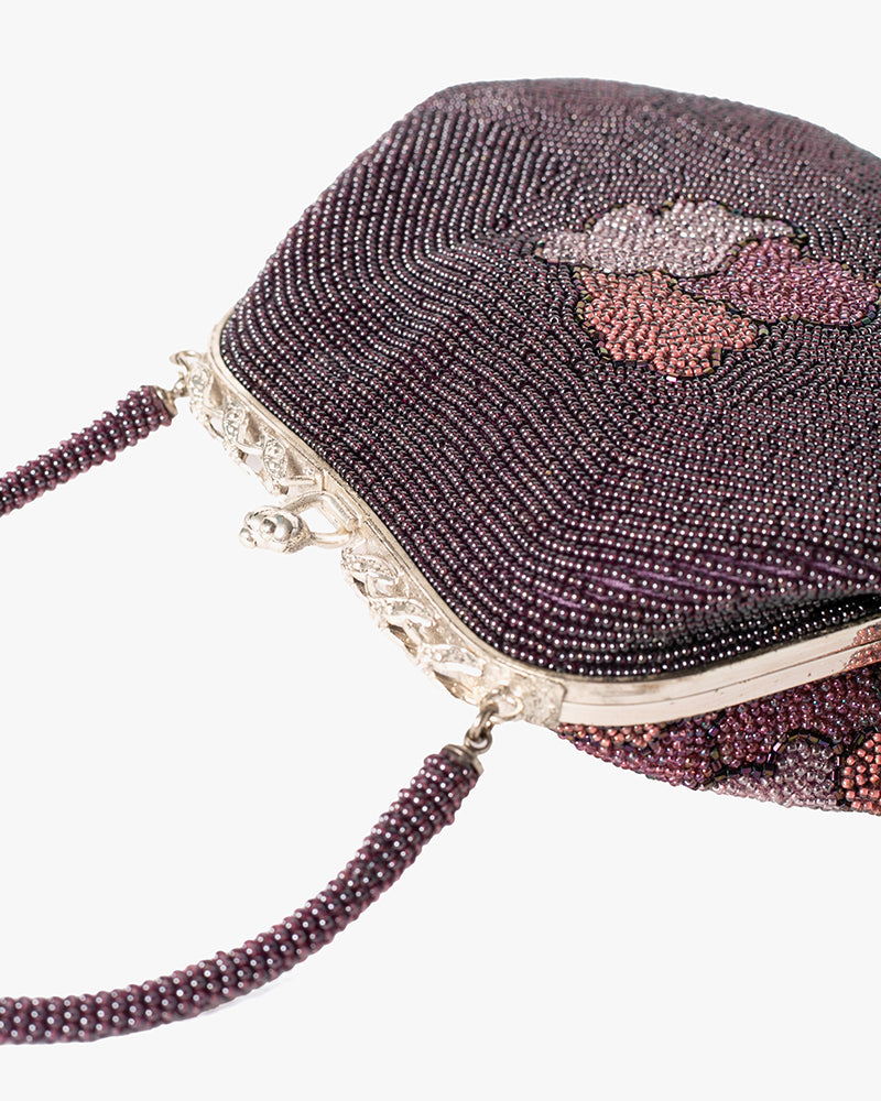 Vintage Bag, Purse, Beaded, Purple Kumo